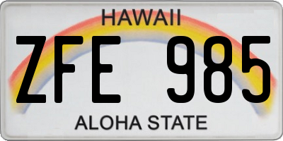 HI license plate ZFE985