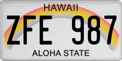 HI license plate ZFE987