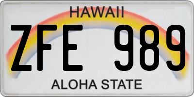 HI license plate ZFE989
