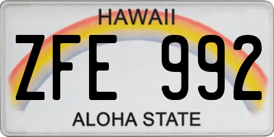 HI license plate ZFE992