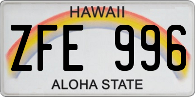 HI license plate ZFE996