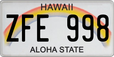 HI license plate ZFE998