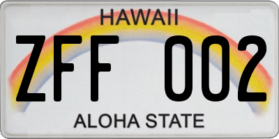 HI license plate ZFF002