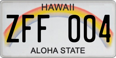 HI license plate ZFF004