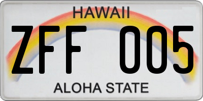 HI license plate ZFF005