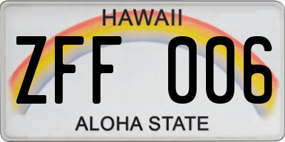 HI license plate ZFF006