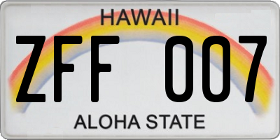 HI license plate ZFF007