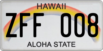 HI license plate ZFF008