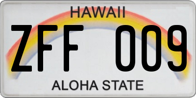 HI license plate ZFF009