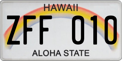 HI license plate ZFF010