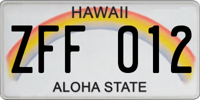 HI license plate ZFF012