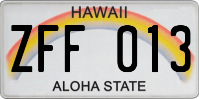 HI license plate ZFF013