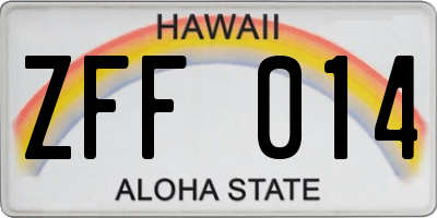 HI license plate ZFF014