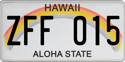 HI license plate ZFF015