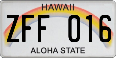HI license plate ZFF016
