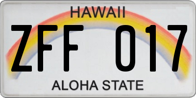 HI license plate ZFF017