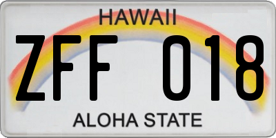 HI license plate ZFF018