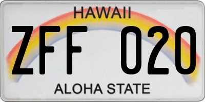 HI license plate ZFF020