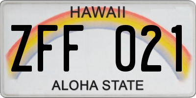 HI license plate ZFF021