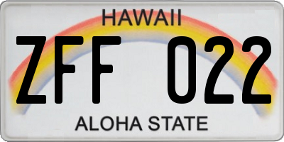HI license plate ZFF022
