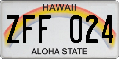 HI license plate ZFF024