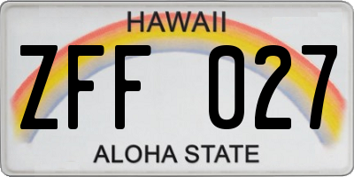 HI license plate ZFF027
