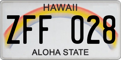 HI license plate ZFF028