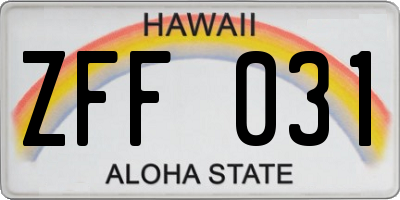 HI license plate ZFF031