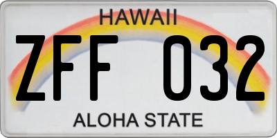 HI license plate ZFF032