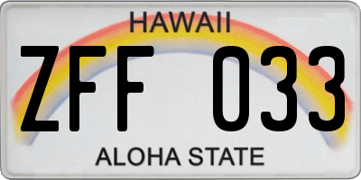 HI license plate ZFF033