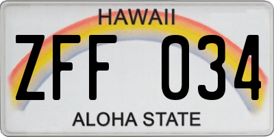 HI license plate ZFF034