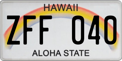 HI license plate ZFF040