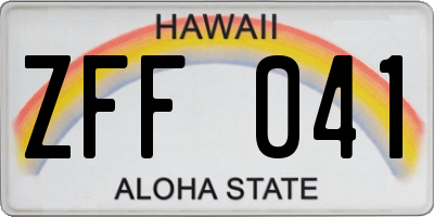 HI license plate ZFF041