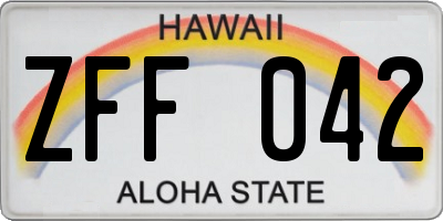 HI license plate ZFF042