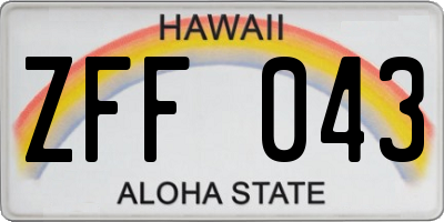 HI license plate ZFF043