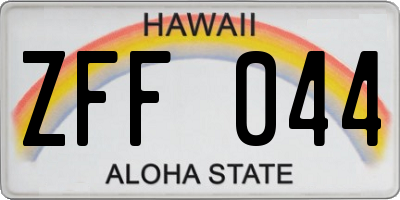 HI license plate ZFF044
