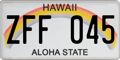 HI license plate ZFF045