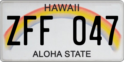 HI license plate ZFF047
