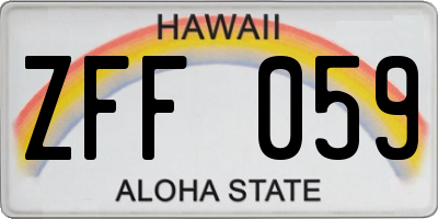 HI license plate ZFF059