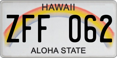 HI license plate ZFF062