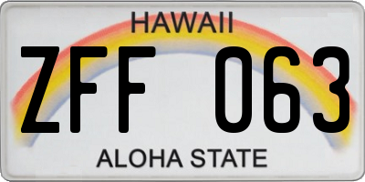 HI license plate ZFF063