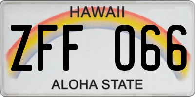 HI license plate ZFF066