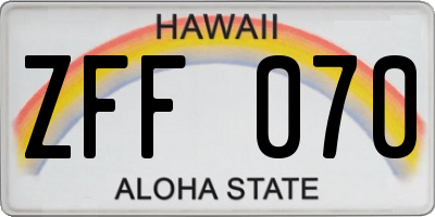 HI license plate ZFF070