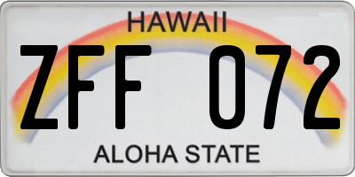HI license plate ZFF072