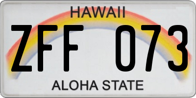 HI license plate ZFF073