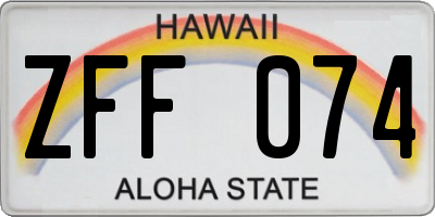 HI license plate ZFF074