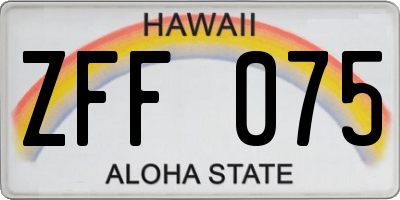 HI license plate ZFF075