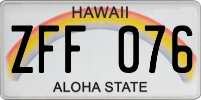 HI license plate ZFF076
