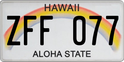 HI license plate ZFF077