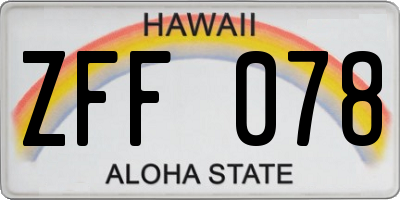 HI license plate ZFF078